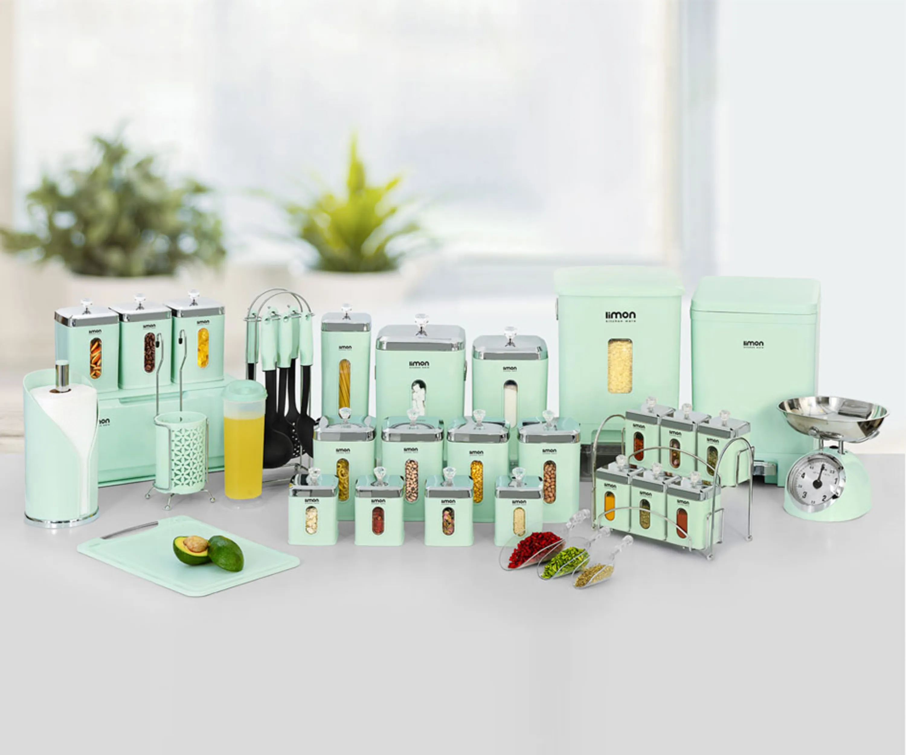 سرویس آشپزخانه چهار گوش  لیمون 37 پارچه درب شفاف